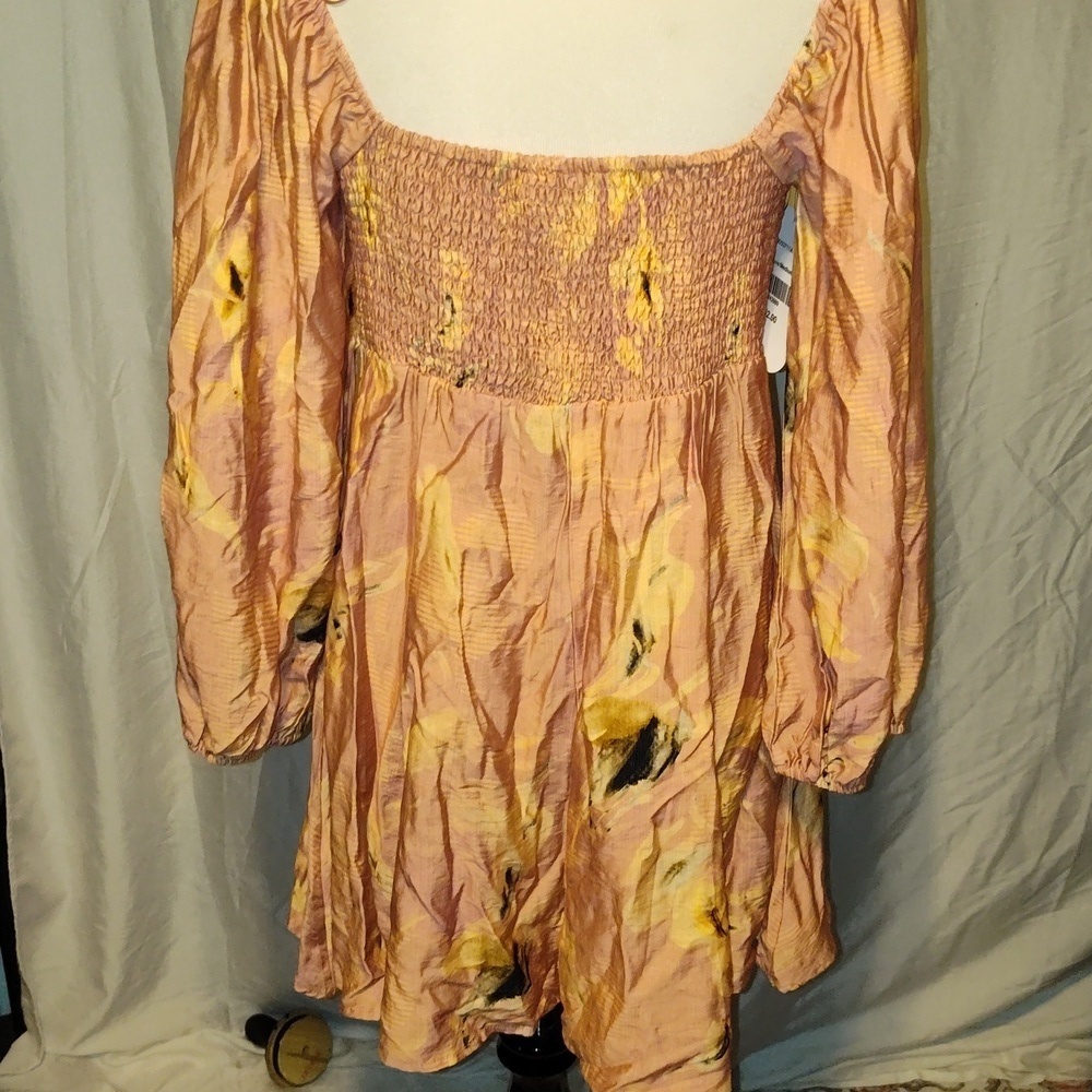 Millibon Median Elegant Pink Floral Women's Dress With Balloon Sleeves - Picture 3 of 8